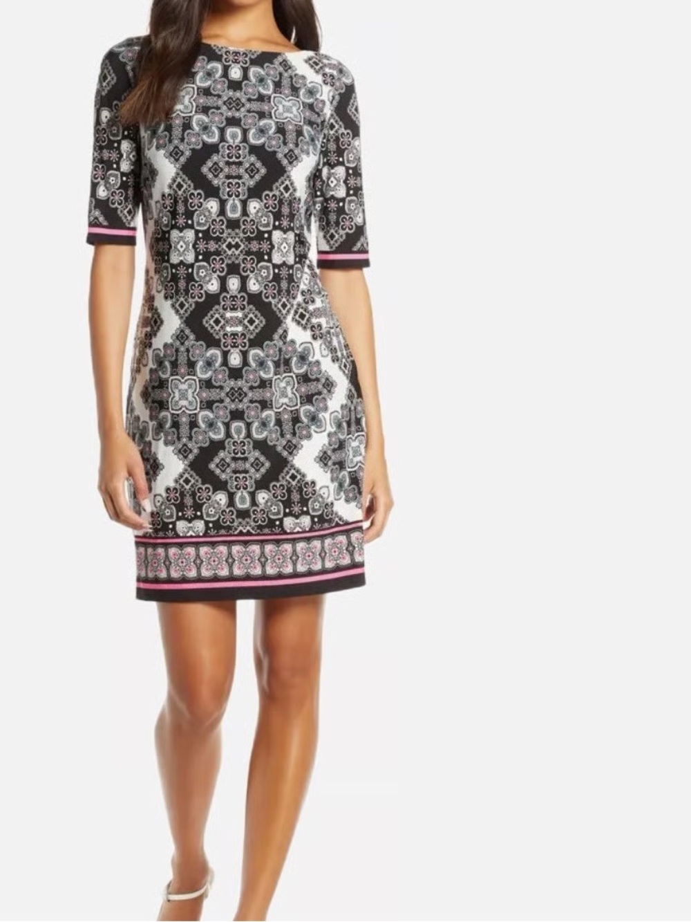 Eliza J Pink Black Motif Print Dress